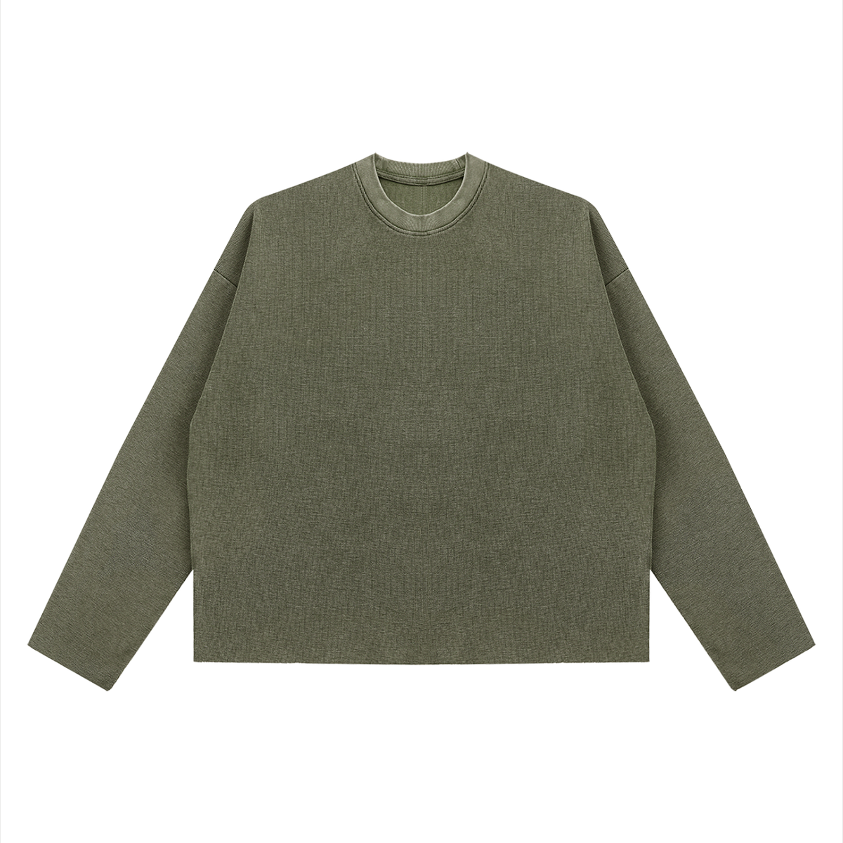 Vintage Wash Waffle Long Sleeve in army green – Blanks by Wrens