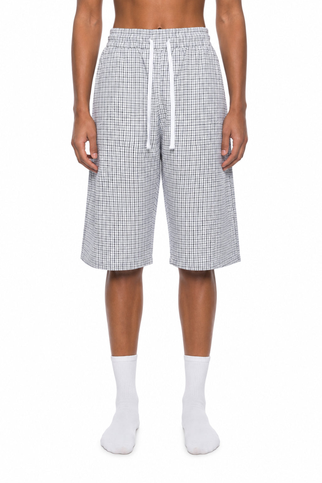 Unisex Plaid Loose Capri Shorts
