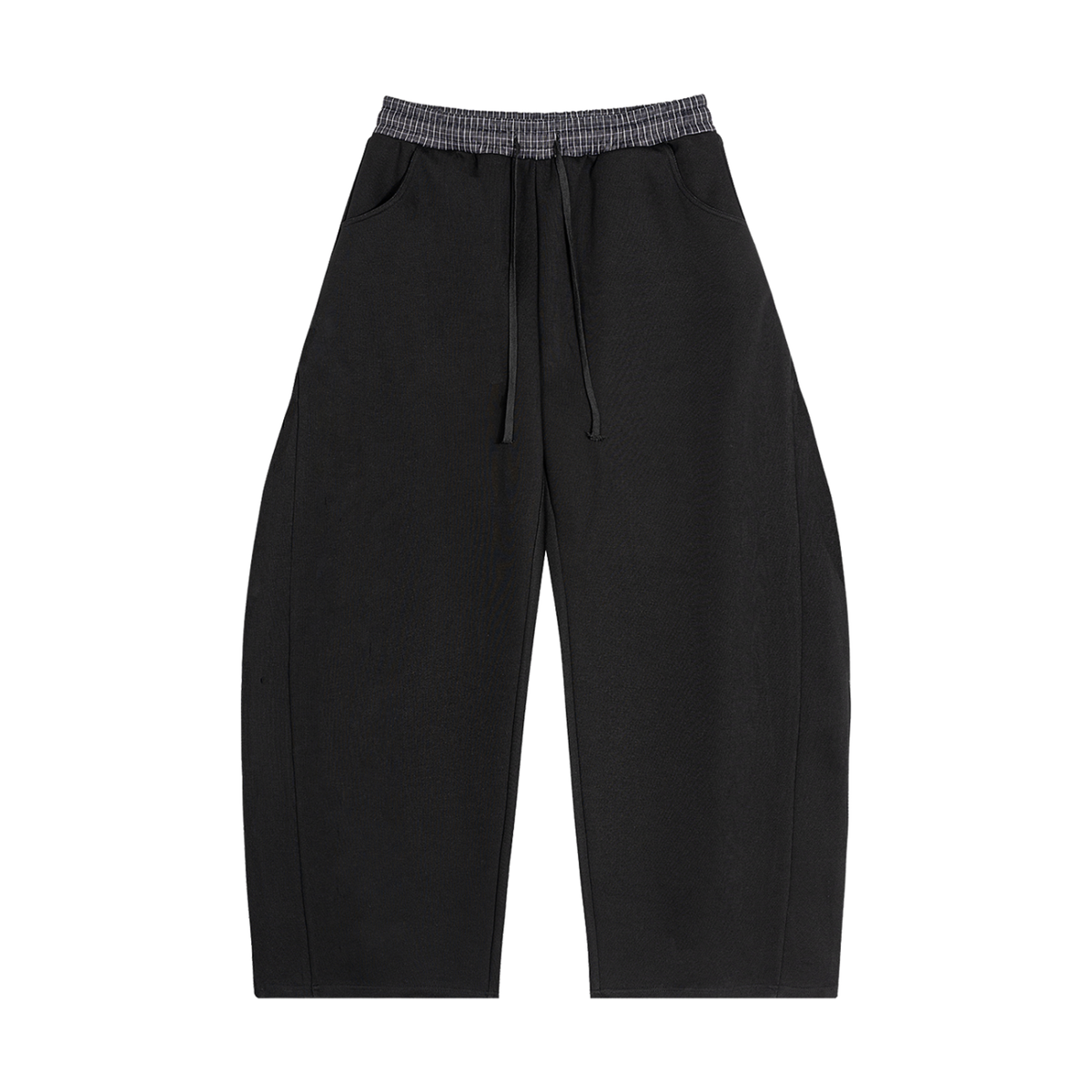 Plaid Waistband Barrel Sweatpants in black – Blanks by Wrens