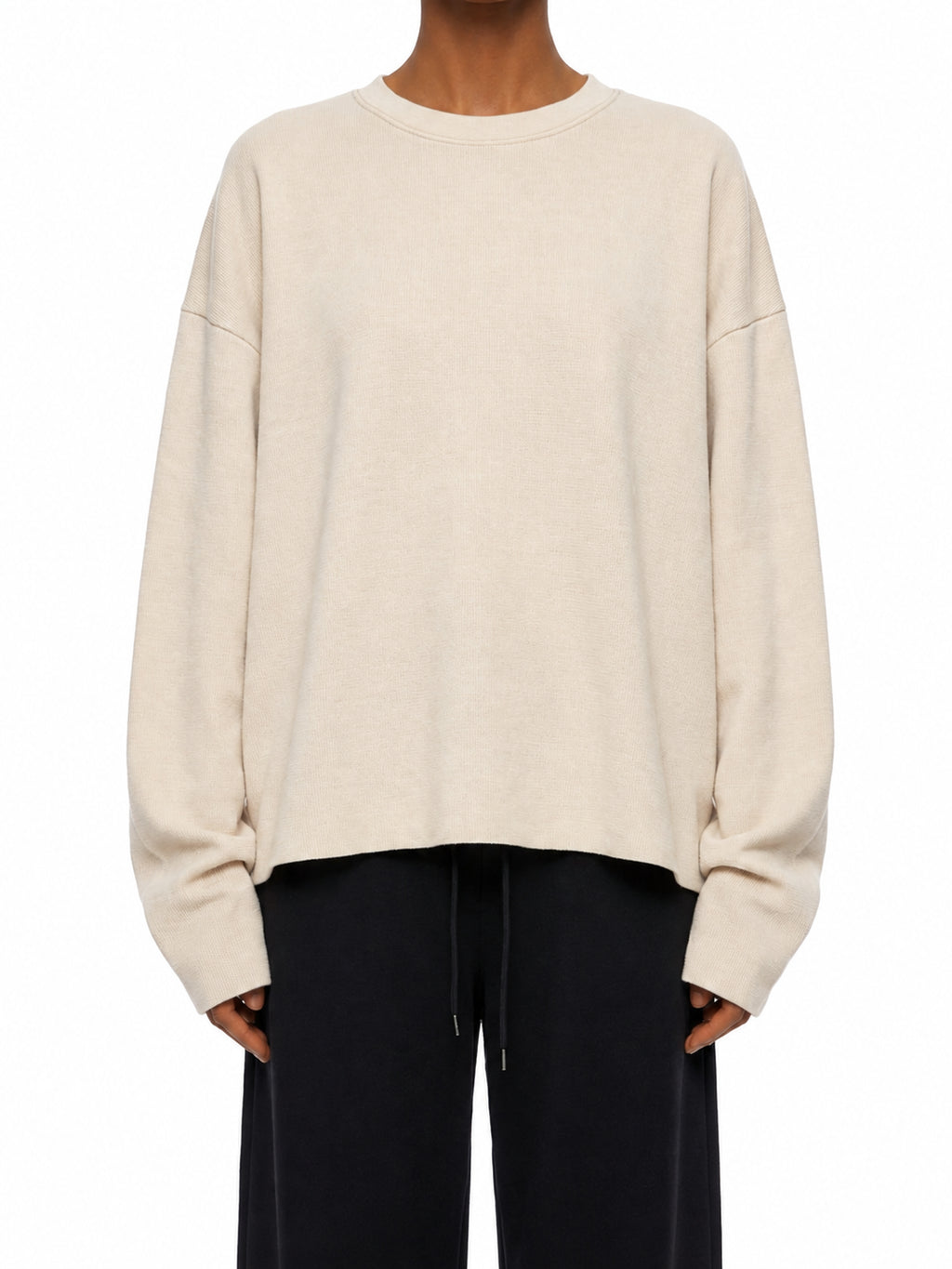 Unisex Vintage Wash Boxy Waffle Raw Edge T-Shirt
