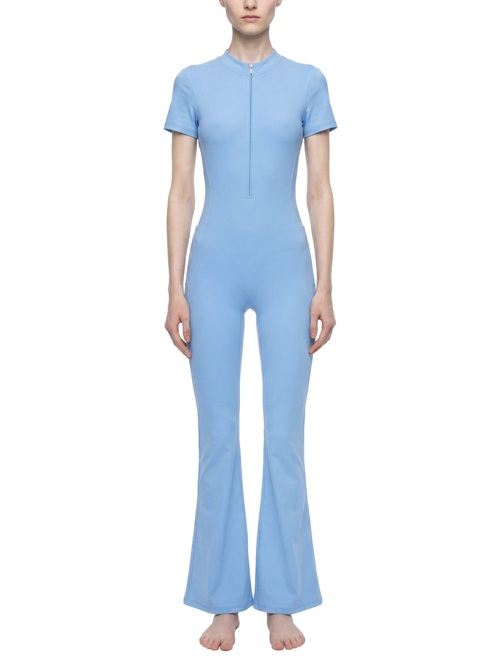 Women’s Tight Flared Leg Quarter-Zip Jumpsuit