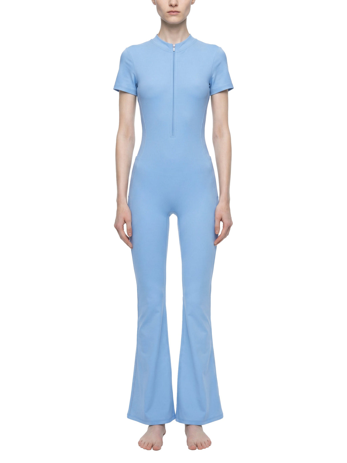 Women’s Tight Flared Leg Quarter-Zip Jumpsuit
