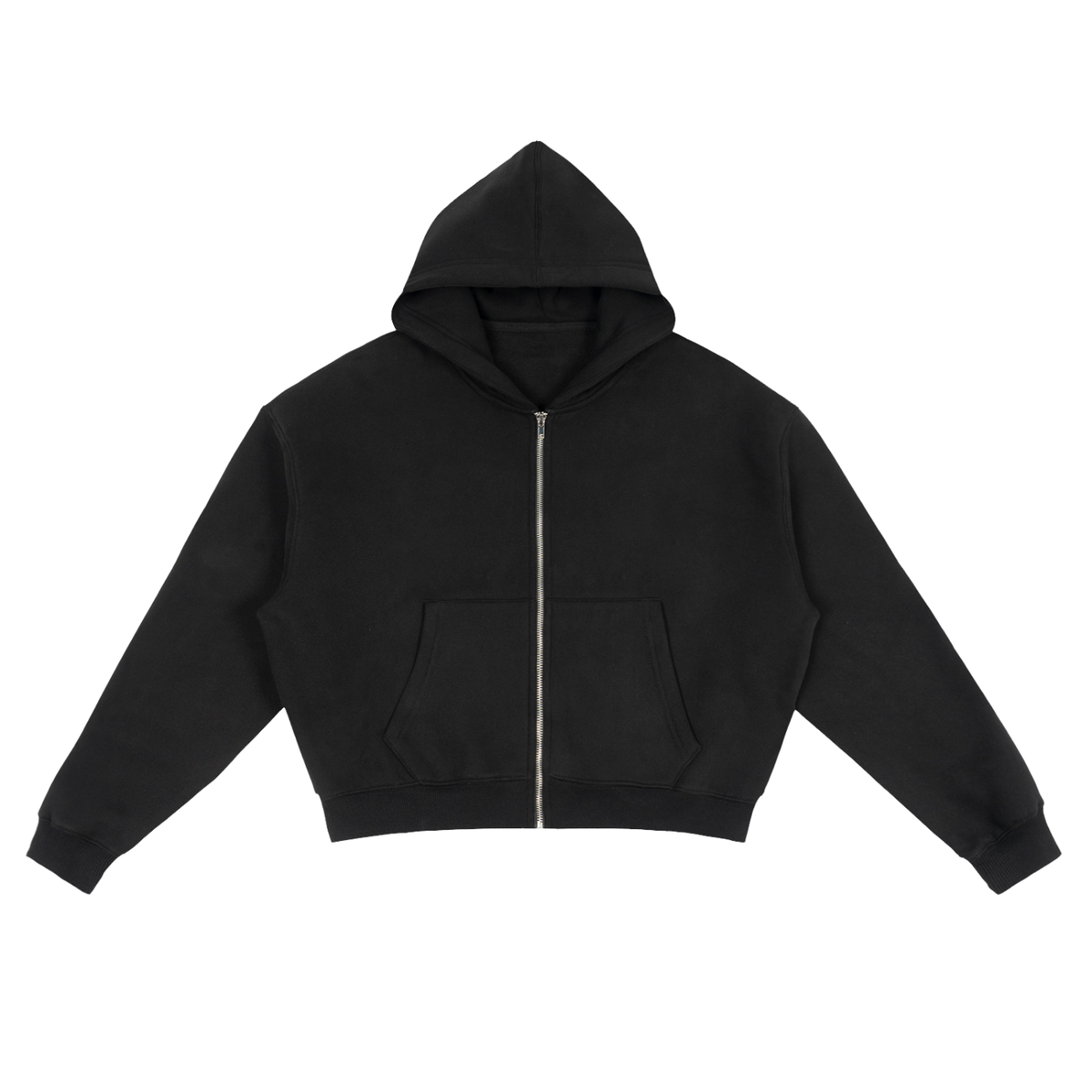 Cropped Fleece Zip Hoodie in black – Blanks by Wrens