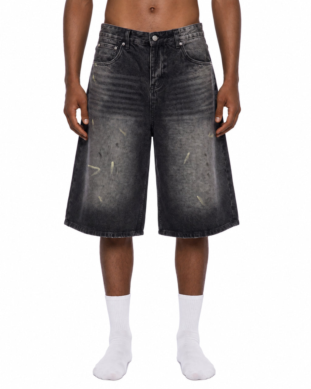 Men’s Vintage Wash Wide Leg Denim Shorts
