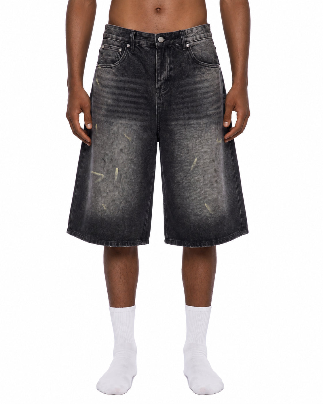 Men’s Vintage Wash Wide Leg Denim Shorts