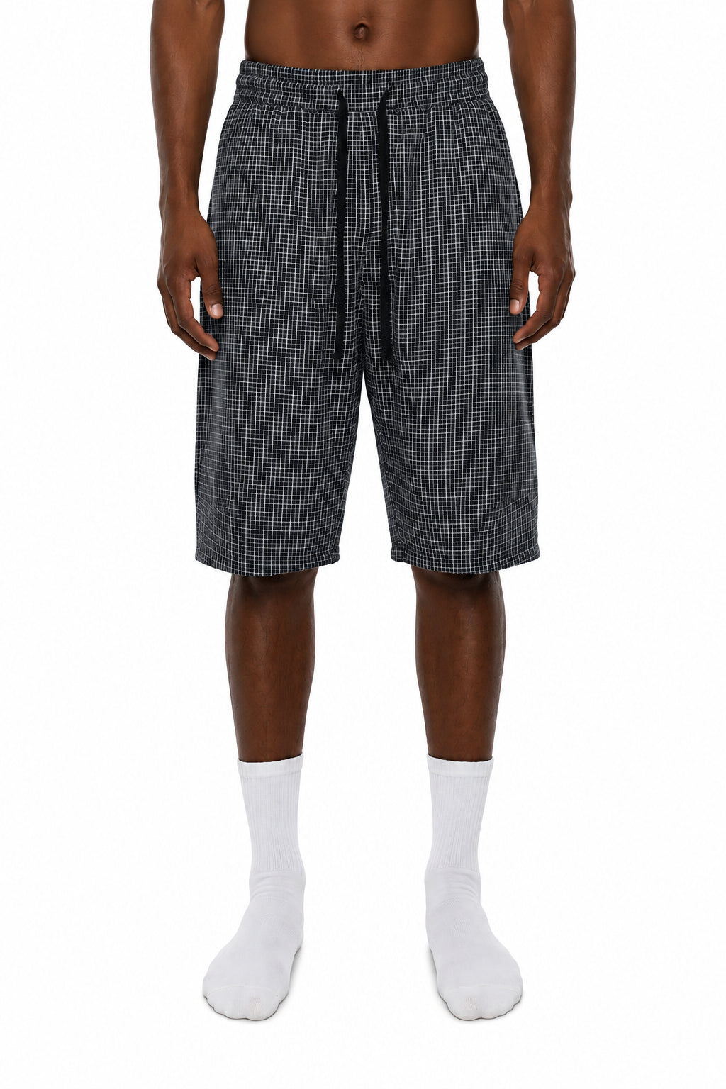 Unisex Plaid Loose Capri Shorts
