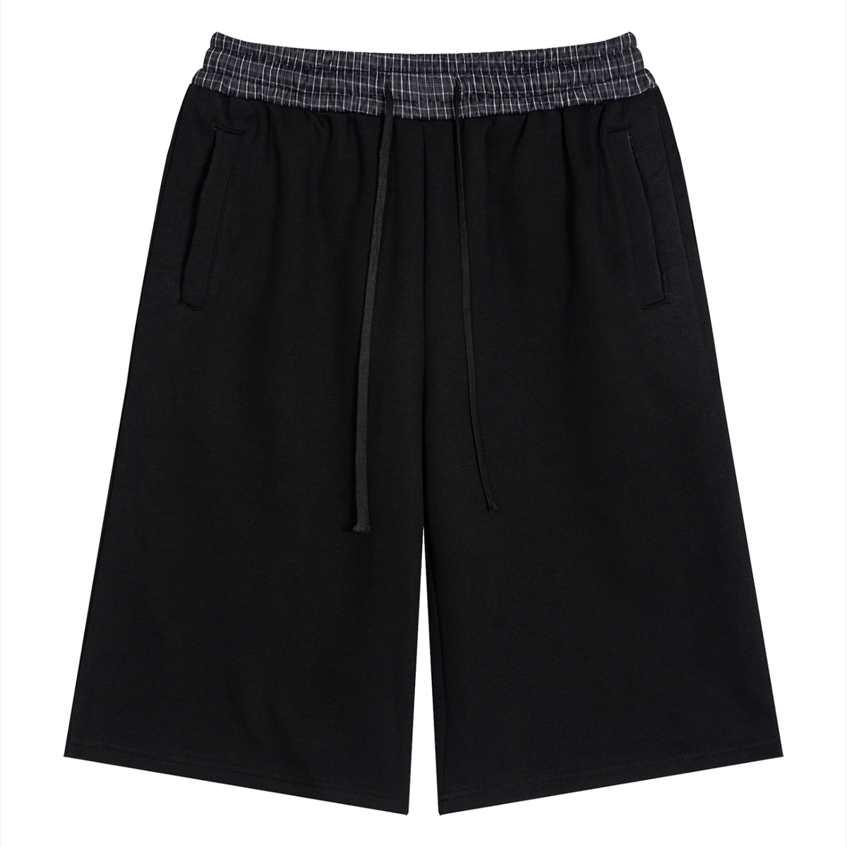 Plaid Waistband Sweat Shorts in black – Blanks by Wrens