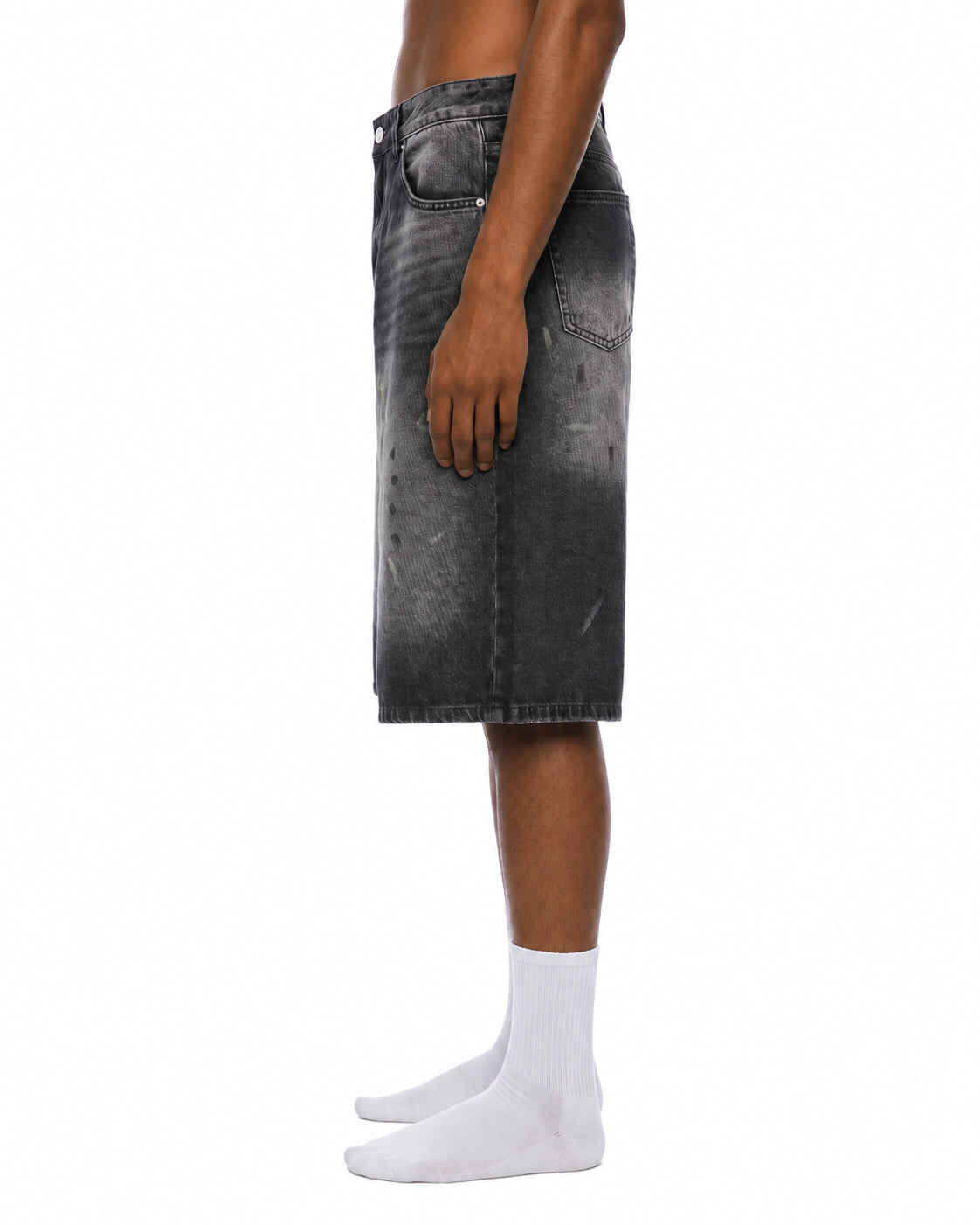 Men’s Vintage Wash Wide Leg Denim Shorts
