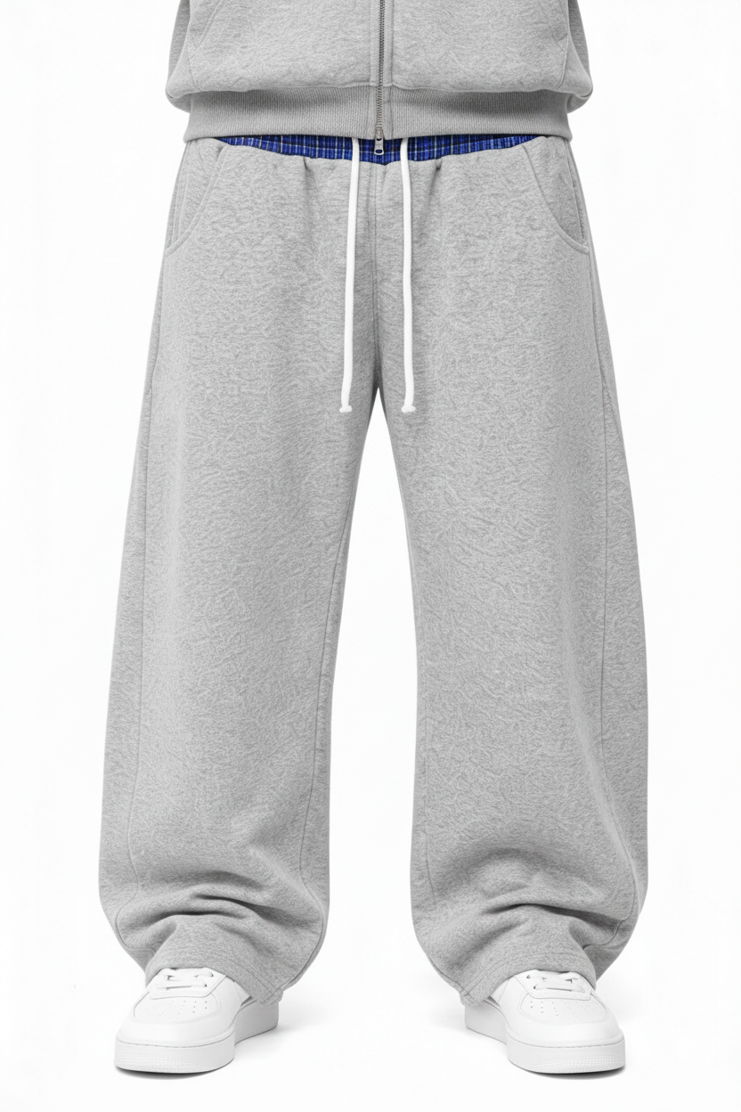 Plaid Waistband Barrel Sweatpants