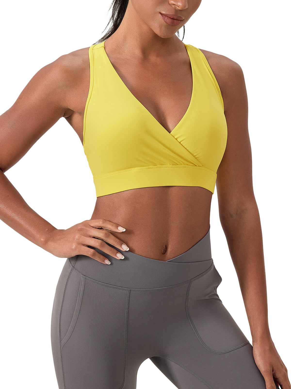 Crossover V-Neck Sports Bra