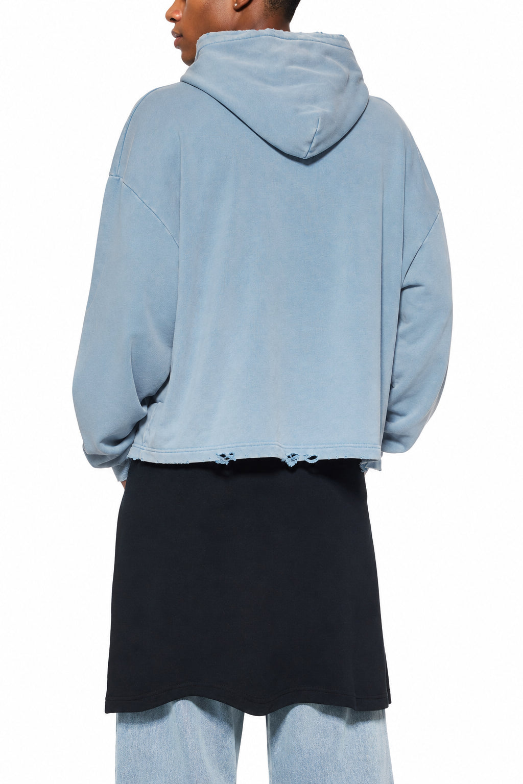 Vintage Washed Frayed-Hem Hoodie