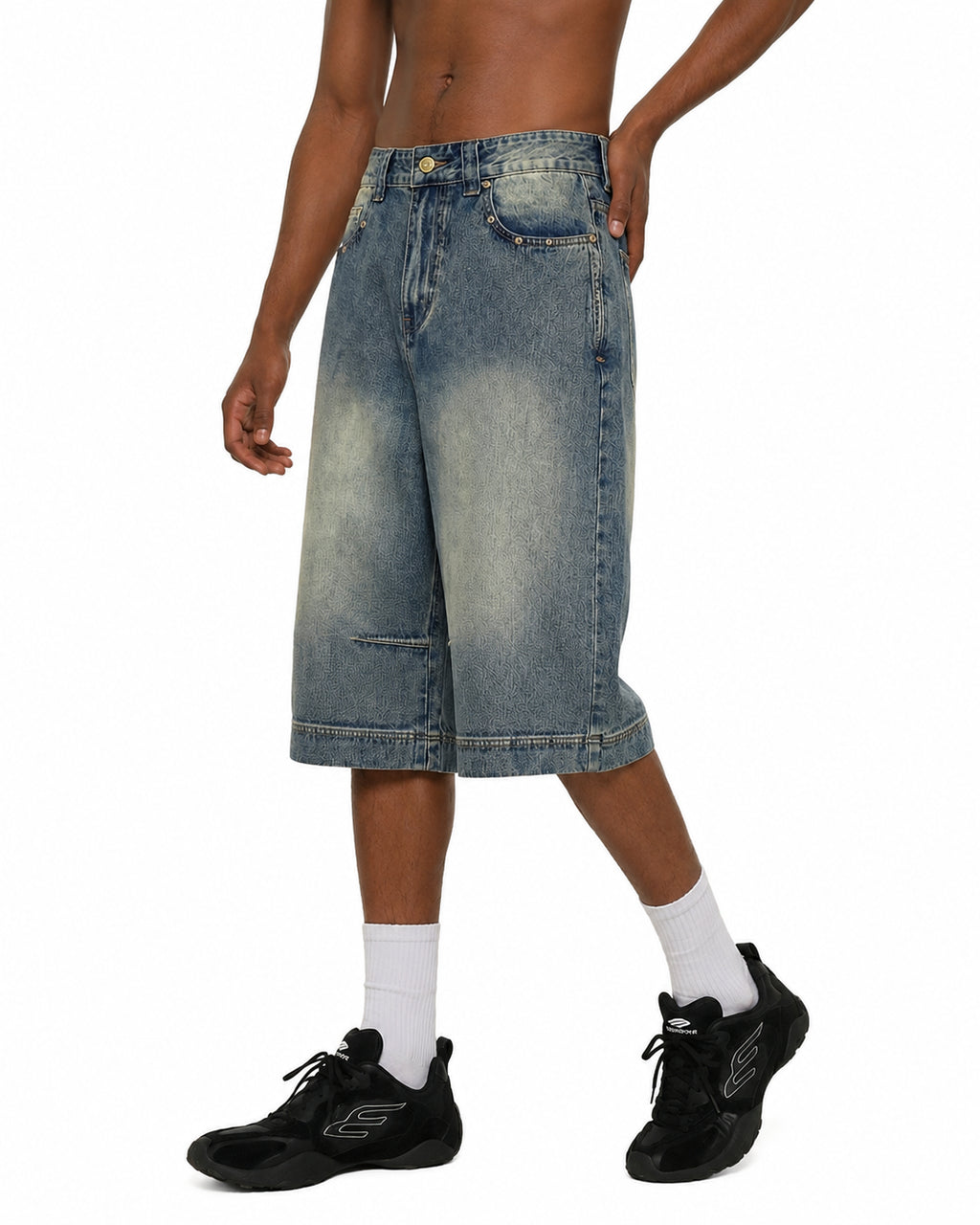 Vintage Wash Baggy Denim Shorts